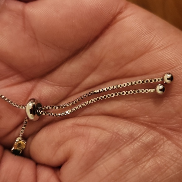 Silver Multi-color Gemstone Bolo Bracelet - Picture 7 of 7